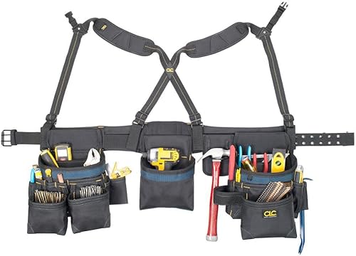 Miniatura 1 de Custom Leathercraft 2617 Framing Master - Cinturón para herramientas, 28 bolsillos, color gris