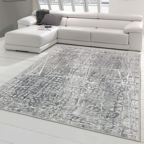 Teppich-Traum moderner Designerteppich mit dezenten Farben abstrakt Gemustert in grau, Größe 160x230 cm