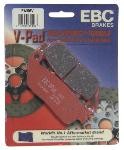 EBC Brakes British Made Semi-Sintered V-Pads FA196V to Fit BUELL,INDIAN,HONDA,LYNDALL BRAKE CALIPERS,LEXMOTO,TRIUMPH HINCKLEY PRODUCED MACHINES,KAWASAKI,VICTORY,SUZUKI,YAMAHA