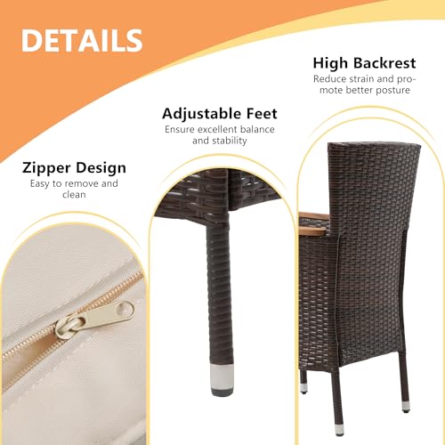 Royalcraft ZVN00910BR-11-N1-OP 5 Piece Patio Wicker Dining Sets thumb #4