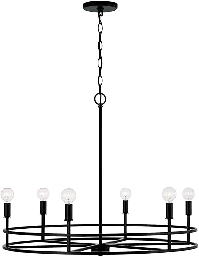 Miniatura 9 de HomePlace Lighting 448761BN Fuller - Candelabro redondo minimalista moderno, 6 luces, 360 vatios totales, 24 pulgadas de alto x 28 pulgadas de