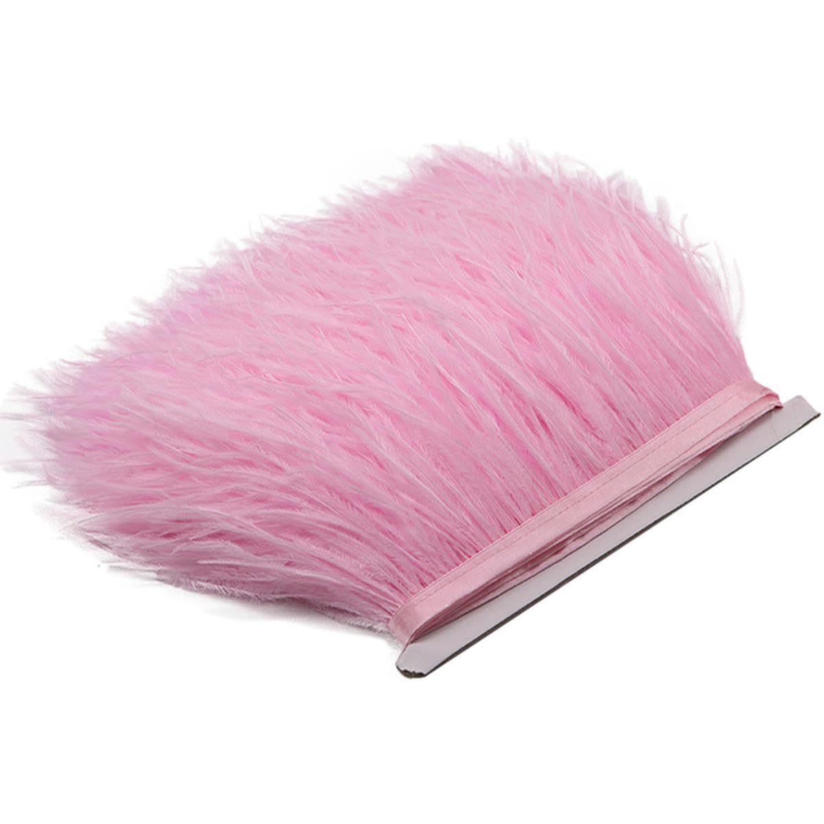 1Meter Natural Ostrich Feathers Trim Fringe 8-10cm Dyeing Ostrich Feather Ribbon for Wedding Dress Crafts Sewing Decoration-24 Light Pink