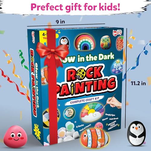 Image of Little Berry Rock Painting Kit - Glow in the Dark Art & Craft Activity Set for Girls & Boys | DIY Art & Craft Kits & Supplies | Includes 6 Reusable Rocks | Gift for Kids Age 4-12 Years - Activity Kit