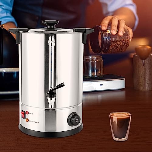 Hanmorfarbi Commercial Coffee Urn 1.6KW Hot Beverage Dispenser,3.17gal Coffee Pot Coffee Machine 304 Stainless Steel Coffee Maker Coffee Dispenser with Viewable Water Level,Anti-dry Burn Protection