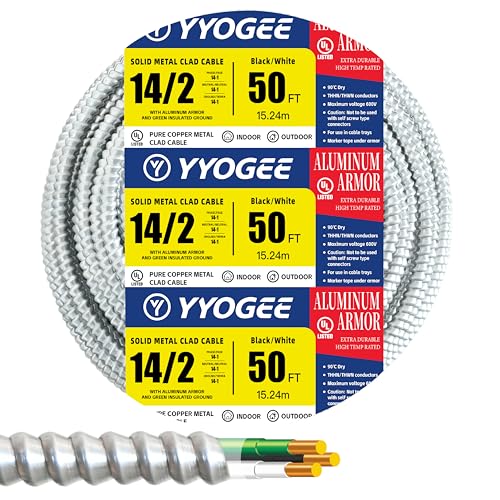 YYOGEE 14/2 50FT MC Cable with Ground