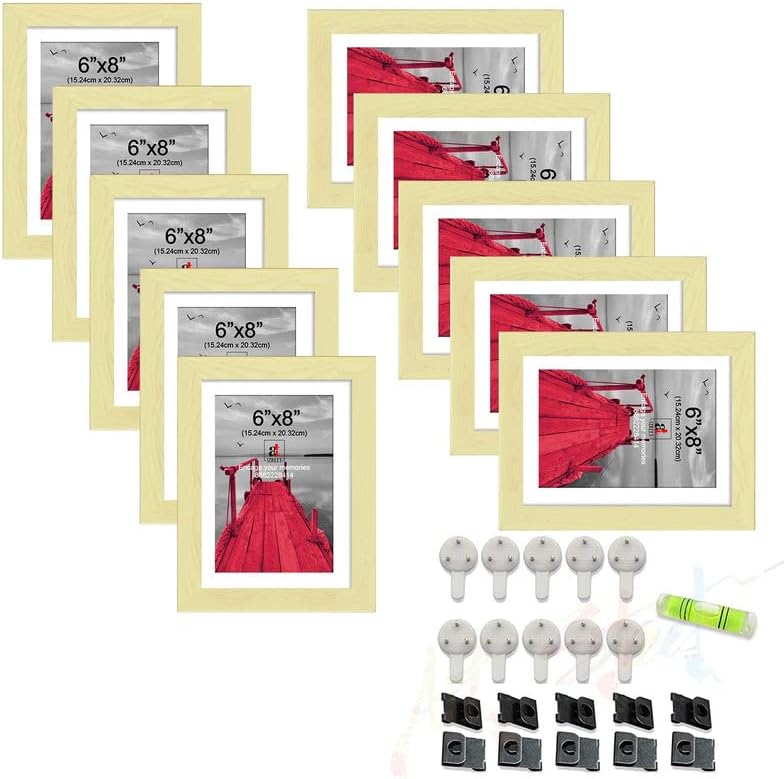 Art Street Set of 10 Individual Wall Photo Frame Beige 6x8 Inches, Picture Frames for Home and Office decoration.