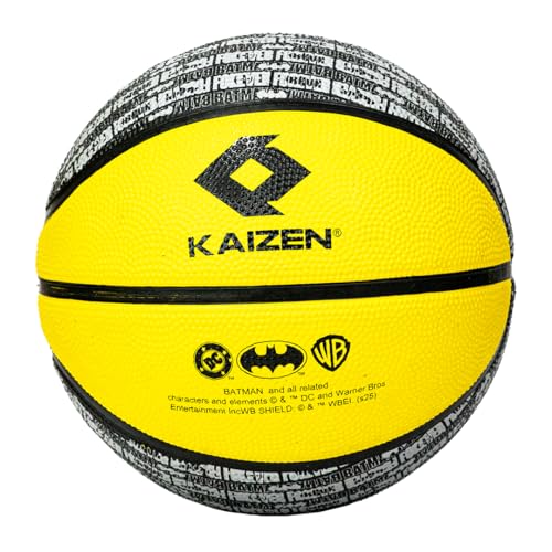 Image of KAIZEN Batman Basketball Size 5 for Kids & Teens | Durable Rubber Basketball for Indoor & Outdoor Play | Anti-Slip Grip | Official Batman Logo | Training & Recreational Sports Ball