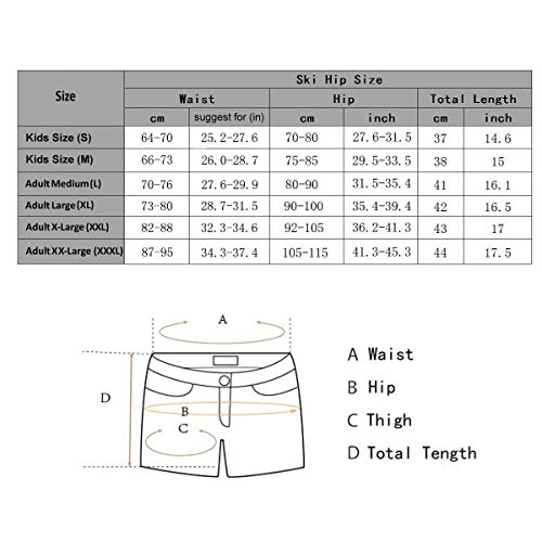 Soared 3D Protection Hip Butt EVA Paded Short Pants Protective Gear Guard Impact Pad Ski Ice Skating Snowboard Black 2.5cm EVA Thicken Padding