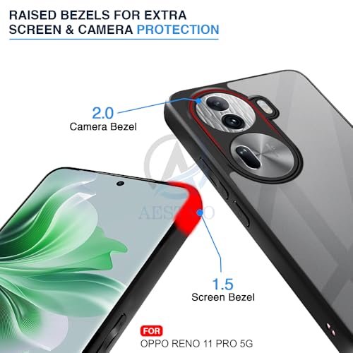 Image of AESTMO Oppo Reno 11 Pro 5G Back Cover | 360 Protection | Crystal Clear Hard Back Transparent | Bumper Case for Oppo Reno 11 Pro (PC & TPU, Black Bumper)