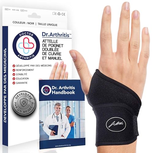 Orthese Poignet Infusée de Cuivre Conçue par des Médecins, Attelle Poignet Gauche et Droit, Protege poignet/Orthese Pouce, Support de Nuit pour Femmes...