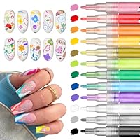 XINGXYUEL 12 Colors Nail Art Pens Set, Nail Art Markers Polish Pens for Painting Nails, Acrylic Paint Drawing Painting Dotting Markers Pen Quick Drying Nail Art Design Manicure Tools