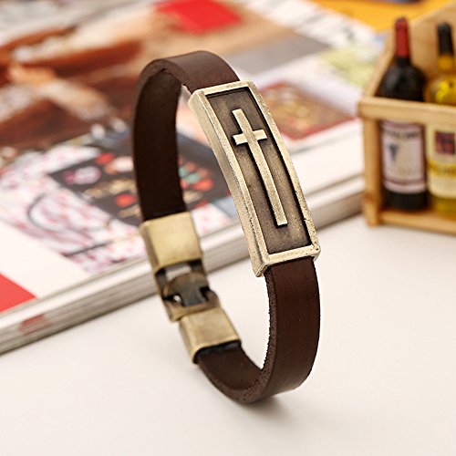 Pulsera para Hombre de Cuero con Cruz miniatura 2