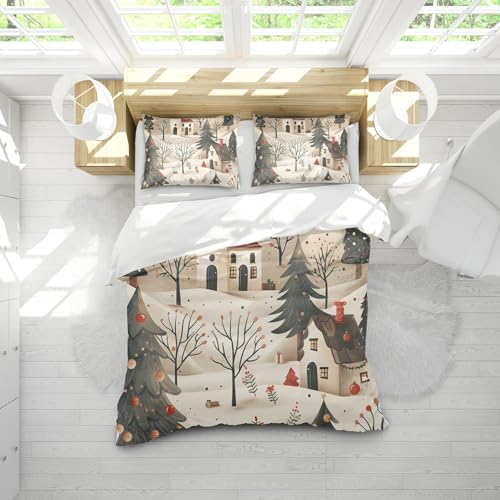 Couvre-lit de Noël traditionnel et sa parure de lit pour soirées d'hiver - 3