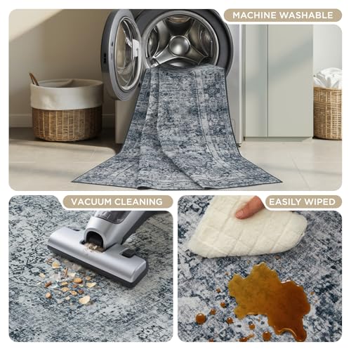 Joydeco 5x7 Machine Washable Vintage Floral Area Rug - Image 4