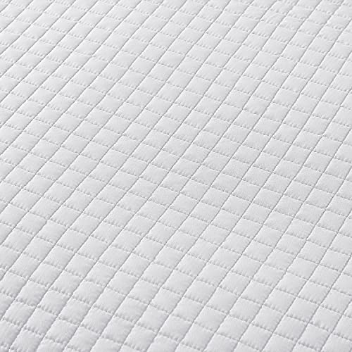 EXQ Home Quilt Set Twin Size White 2 Piece,Lightweight Soft Coverlet Modern Style Plaid Pattern Bedspread Set for All Season(1 Quilt,1 Pillow Shams)