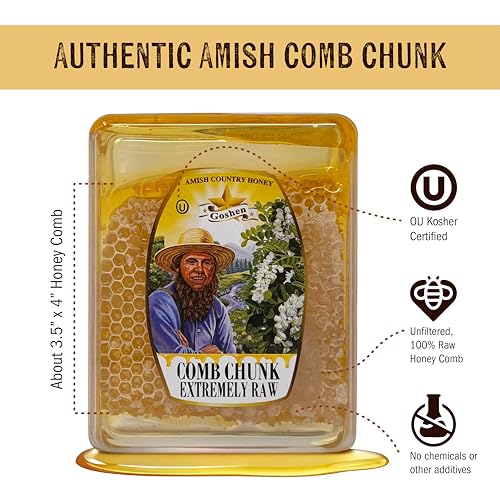 Miel en panal cruda y pura Goshen Amish 400 g miniatura 4