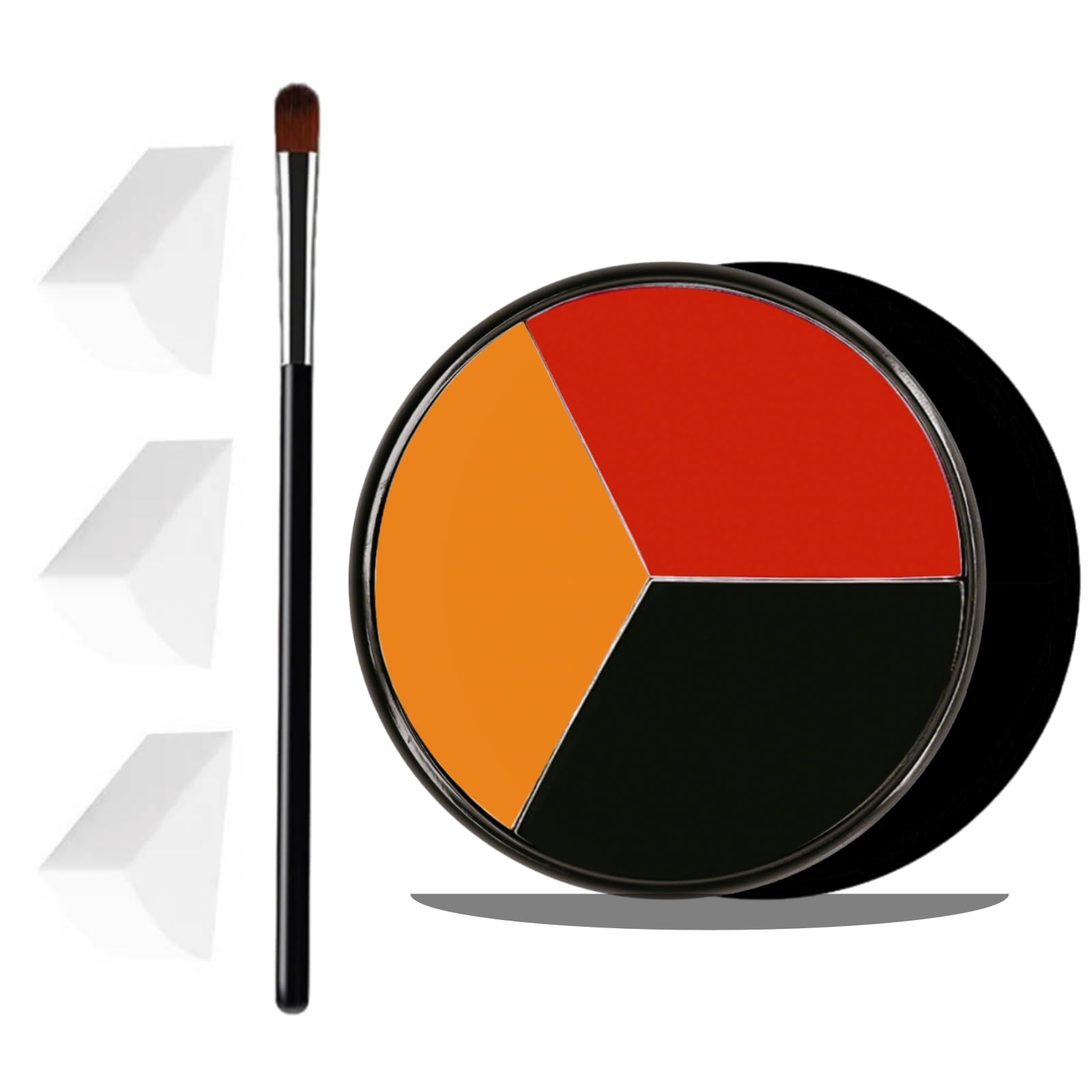 Black Red Orange Face Body Paint, with 3PCS Sponge and 1PC Brush, Face Painting Kit with Applicator for Halloween Makeup, Pumpkin Cosplay, Tiger Costume, Theme Parties, Dress Up Black+Red+Orange