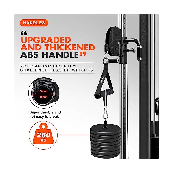 HPYGN Exercise Handle, Replacement Fitness Equipment for Pilates, Yoga, Strength Trainer, Pull Down Home Gym Red, Grey, Blue Working Out Handle - Image 2