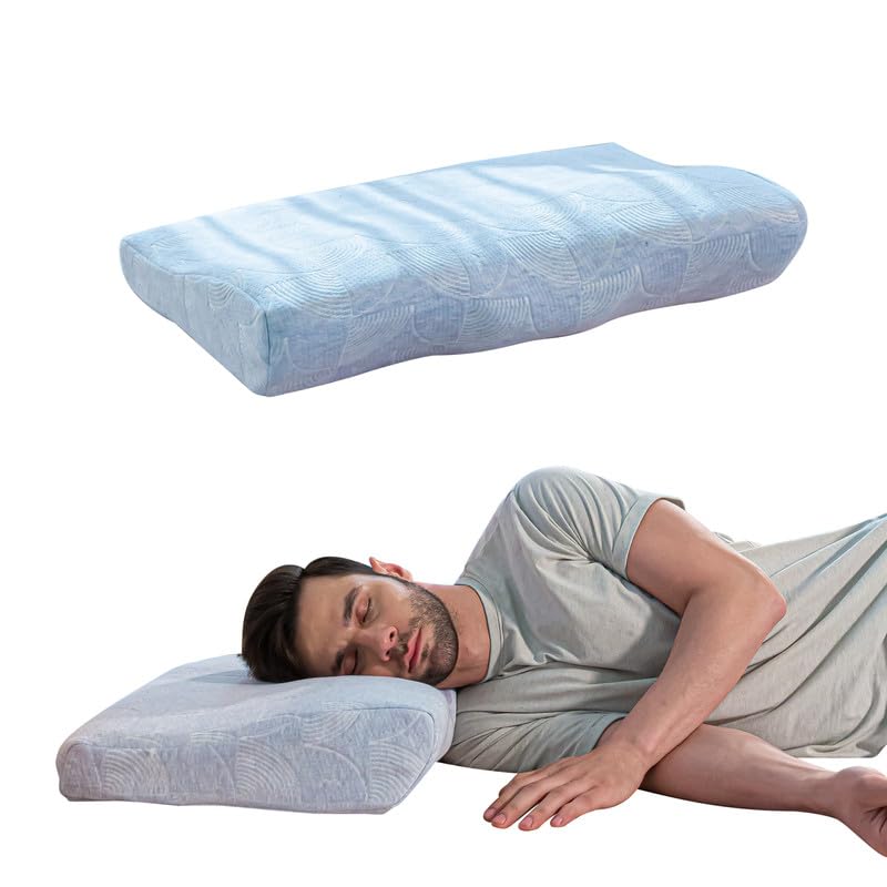 Image of The White Willow Cervical Pillow for Neck Pain Relief - Memory Foam Pillow for Sleeping - Cervical Pillow for Neck and Shoulder Pain - Orthopedic Contour Shaped Pillow German Technology- Blue
