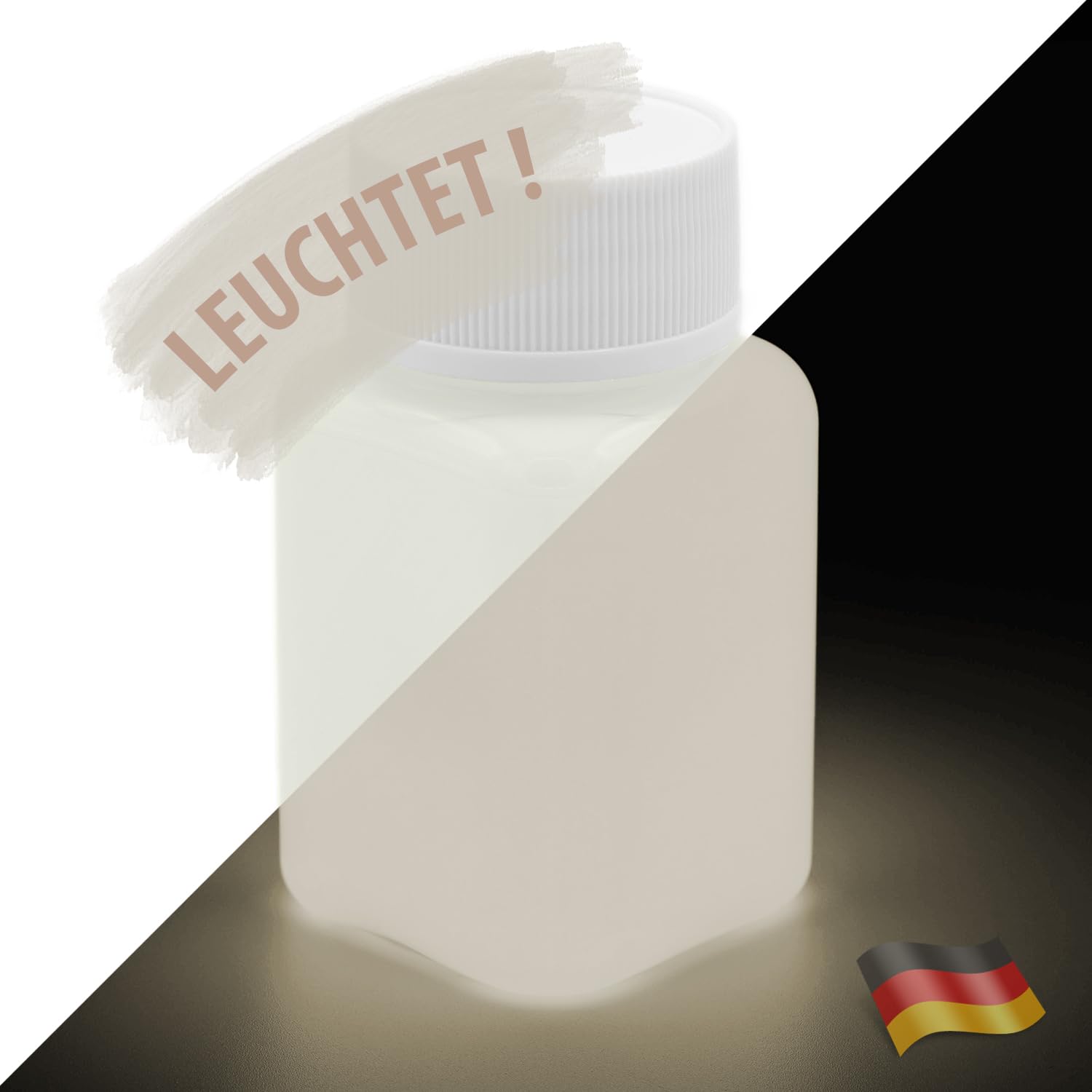 LUMENTICS Malfarbe Weiß nachleuchtend 100g - Im Dunkeln leuchtende Malfarbe - Nachleuchtende UV Farbe mit Glow Effekt - Phosphoreszierend - Made in Germany