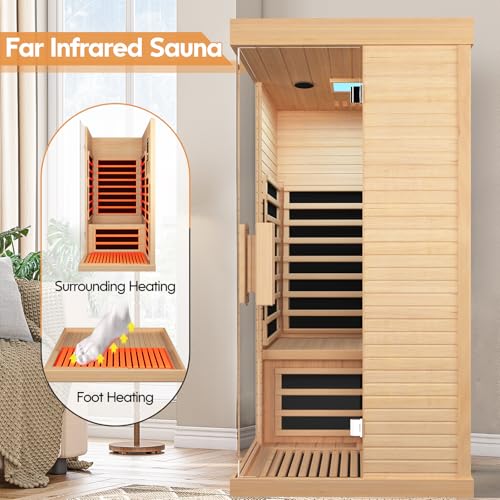 Image of Sauna Room Indoor Far Infrared Saunas Home Canadian Hemlock 1450W Low-EMF