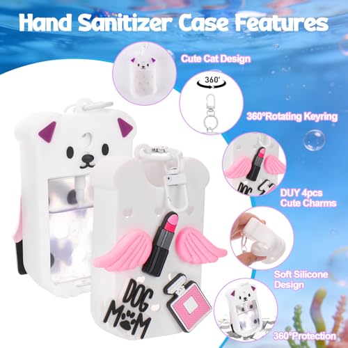 Image of Mity rain Hand Sanitizer Spray Case Compatible With Touchland, Cute Silicone Hand Sanitizer Holder Keychain with 4 Charms, Portable Refillable Sanitizer Accessory, Gift for Women And Teens