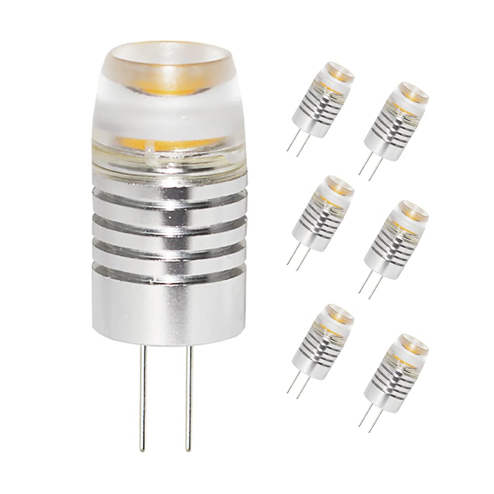 POCKETMAN G4 LED Bulbs AC/DC 12V 2W COB Bulb 300LM Cold White/Warm White G4 bi-pin LED Bulb for Indoor Decoration Pack of 6 (Cold White)
