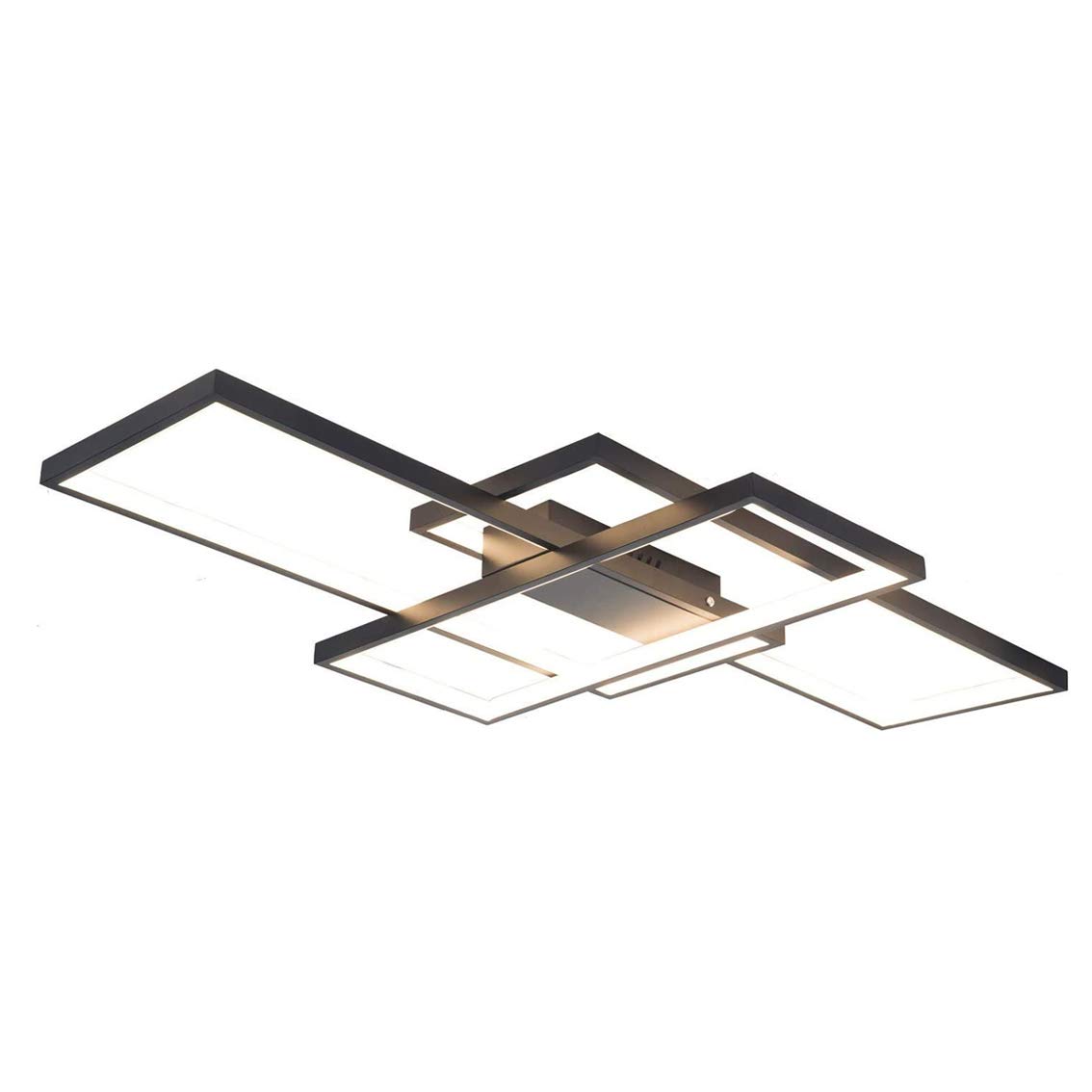 KXEcoLife Dimmable LED Ceiling Light Fixture, Modern Rectangular Chandelier, Creative Indoor Lighting, Black Design, Stylish Home Decor for Living Room, Bedroom, Dining Room