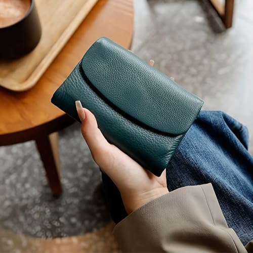 Unisex Pebble Leather Wallet, Unisex Soft Pebble Leather Wallet with Card Slots & Coin Pocket (Olive Green)4