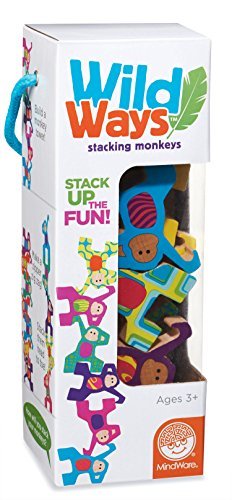 MindWare Wild Ways Stacking Wooden Animals Toys: Monkeys
