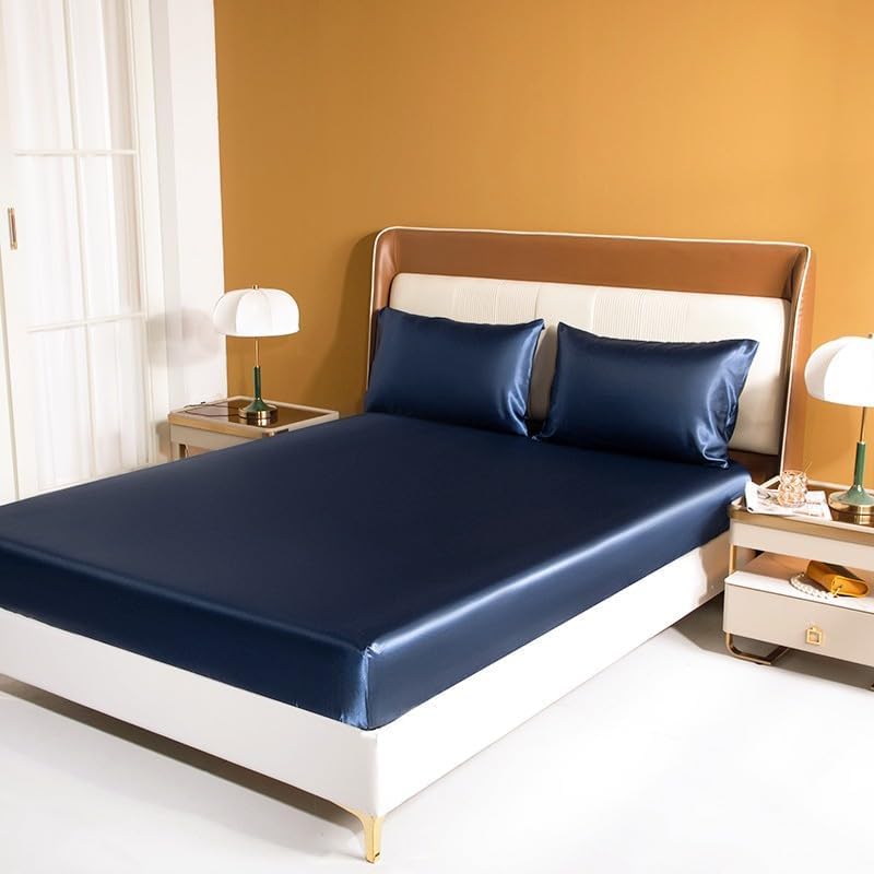 Miniatura 3 de JUWENIN Juego de sábanas sedosas suaves y sedosas de hotel de lujo de satén mate sin brillo, sábana bajera con bolsillo profundo, sábana encimera