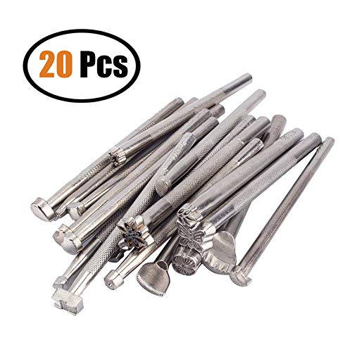 20 Pcs Leather Working Saddle Making Tools Craft Tool Leather Craft Stamp Kits, Leather Working Saddle Making Stamps Tools Set for Leathercraft Carving DIY Handmade Art