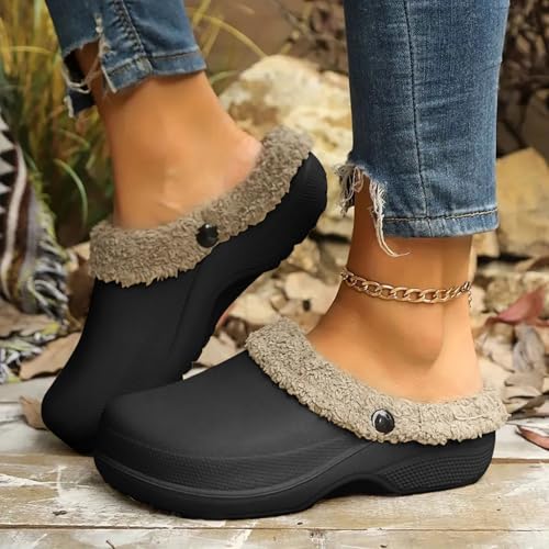 Slippers For Women Indoor and Outdoor Classic Fur Lined Clogs Waterproof Winter Fuzzy Slipper for Women Men Memory Foam Warm House Shoes2