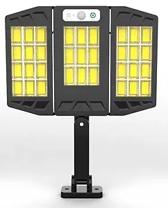 BIYALI Foldable Solar Street Light for Motion Sensor 3 Heads 270 degree Wide Angle Solar Powered Flood Light for Yard, Fence, Garages LED Lights (Pack of 1)