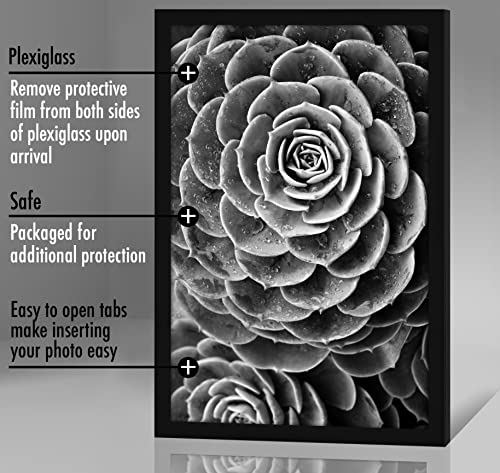 Americanflat 22x34 Poster Frame with Polished Plexiglass - Black Picture Frame - Wide Photo Frames Made of Engineered Wood for Vertical or Horizontal Wall Display - Epic Collection - Black