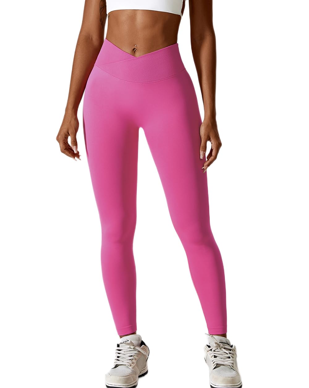 QmttoaeGym Leggings for Women Butt Lifting Workout Leggings V Cross High Waist Scrunch Bums Leggings Seamless Booty Yoga Pants