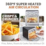 Elite Gourmet EAF0852SS 8.5Qt. Capacity Air Fryer Oven, Air Fry, Broil, Toast, Bake & Broil with Convection, Time and Temperature Controls, 800-Watts, Includes 25 Delicious Recipes, Stainless Steel