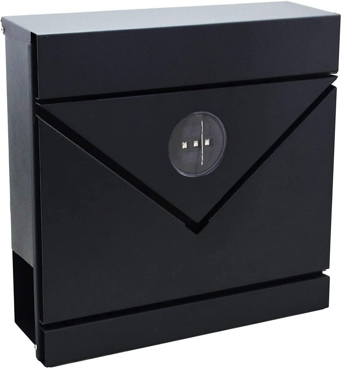 Sjdopulse A Suggestion Box Safe Lock Box Ballot Box Donation Box Wall Mounted Steel Letterboxes Lockable,Weatherproof Post Box Newspaper Holder,Solar Panel Design Easy To Use T Night