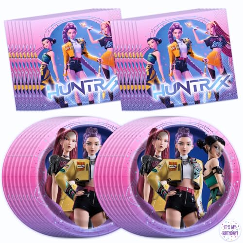 KPop Plates and Napkins - 16 Pack | Dessert-Sized | KPop Demon Hunters Birthday Decorations | K Pop Demon Hunters Party Decorations | Officially Licensed