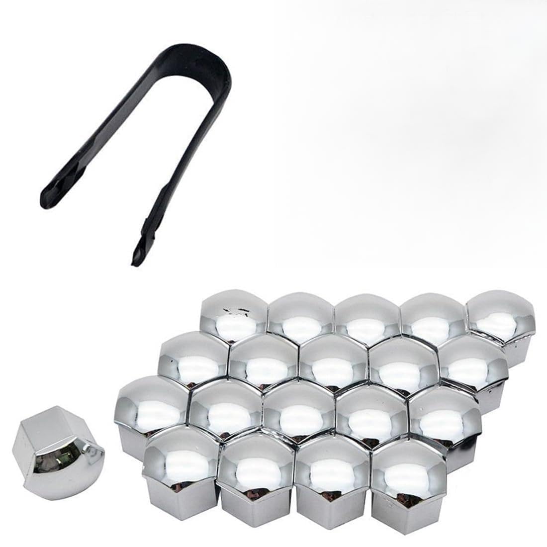 QIZUN 20Pcs Wheel Nut Caps for Lexus IS300 SportCross Wagon 2002-2005, Lug Nut Covers Hexagon Protective Bolts Head Rim Decor with Removal Puller Tool,Silver-17mm