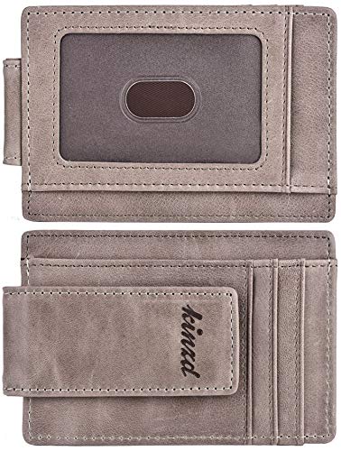 Kinzd Money Clip Front Pocket Leather Wallet for Men RFID Blocking Magnet Slim Card Holder