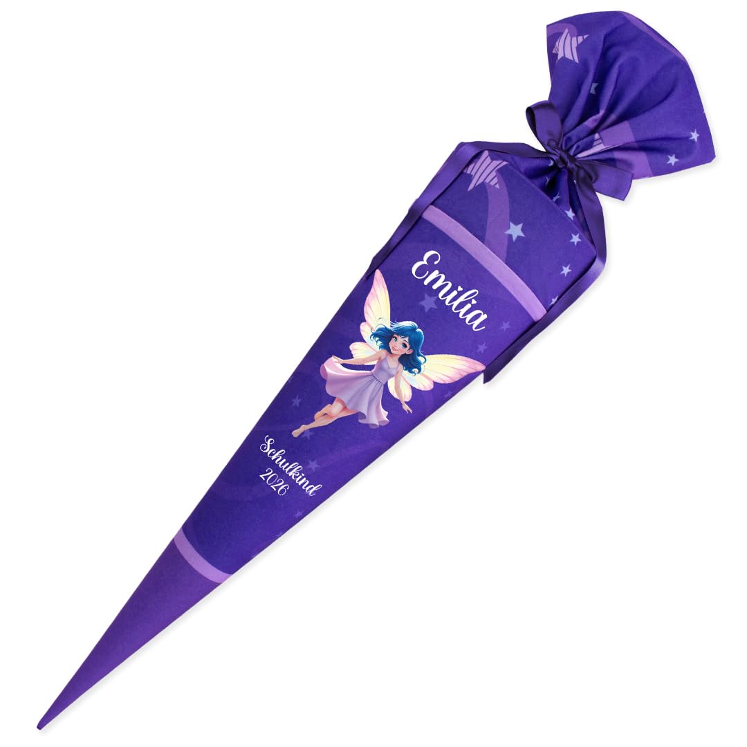 Deine Schultüte aus Stoff Kuschel Velvet 85 cm personalisierbar Mädchen Regenbogen Fee