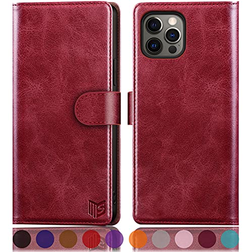 SUANPOT for iPhone 13 Pro Max 6.7 5G with RFID Blocking Wallet case Credit Card Holder,Flip Book PU Leather Phone case Shockproof Cover cellphone Women Men for Apple 13 Promax case Wallet Red