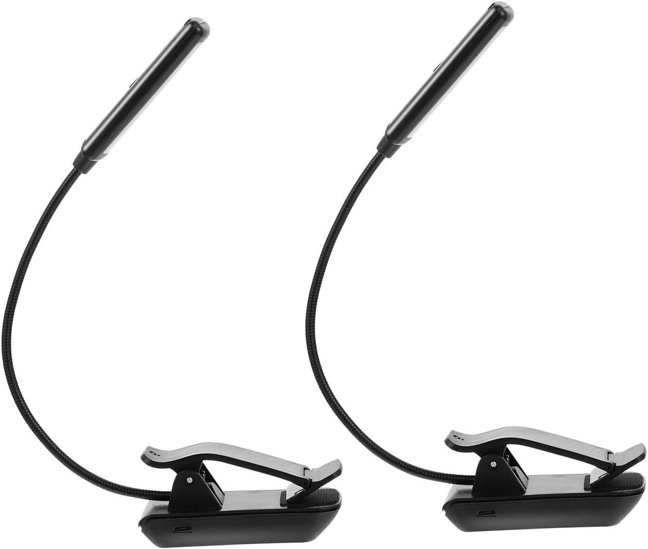 LED Reading Clip Lamp for Music Score and Bedside Rechargeable 2pcs Black LED Music Stand Light for Night Reading