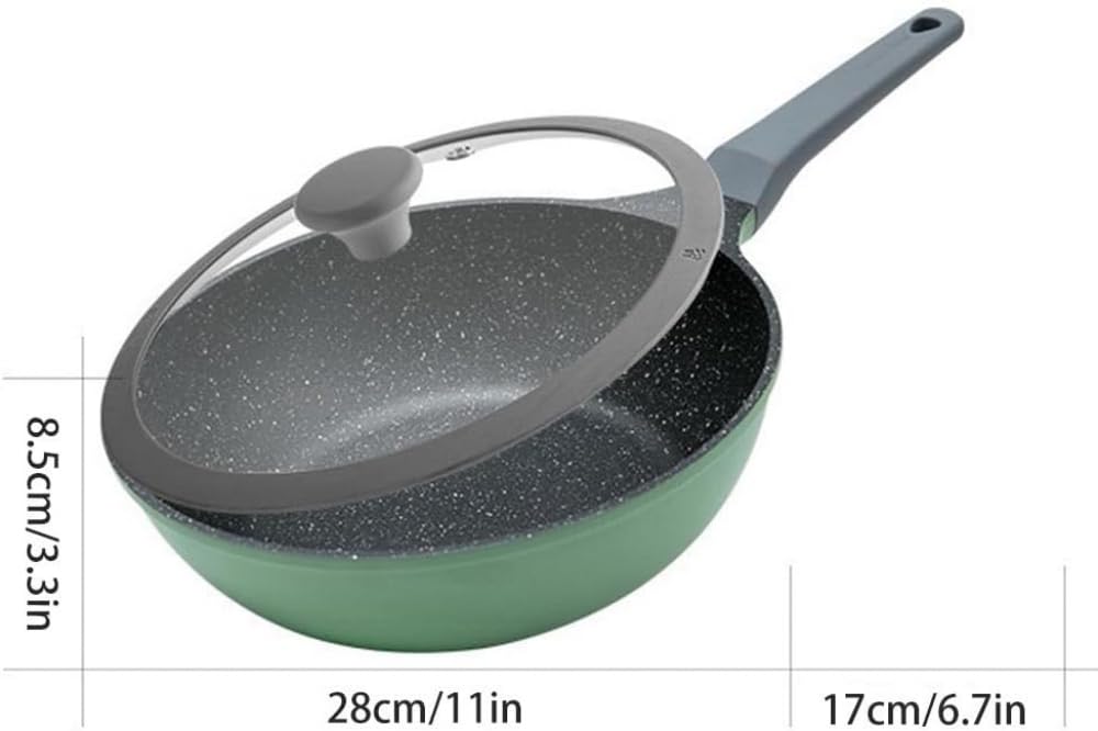 Nieprzywierająca patelnia do woka, nieprzywierająca patelnia z pokrywką, granitowa powłoka z płaskim dnem, nieprzywierająca patelnia, do kuchenki indukcyjnej/ceramicznej/gazowej/kuchenki