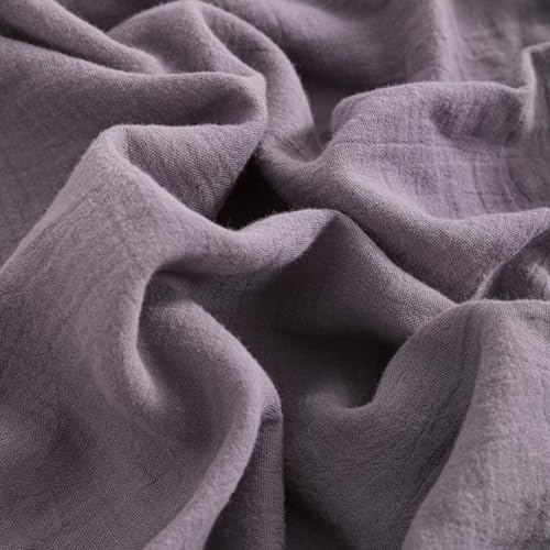 Image of NTBAY 2 Pack Muslin Cotton Crib Sheets, Soft and Breathable Double Layer 28x52 Baby Crib Sheets for Standard Crib and Toddler Mattresses, Boys, Girls, Unisex, Greyish Purple, 28x52 Inches