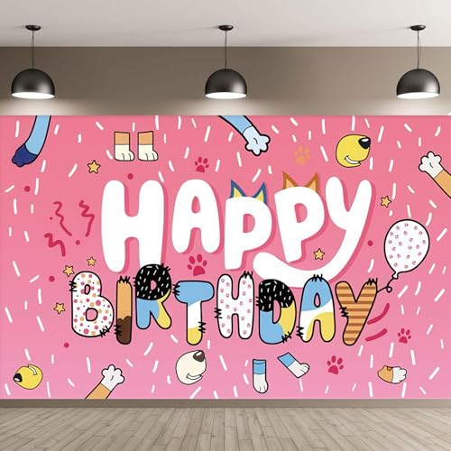 Fondo de cumpleaños perro azul 7x5ft con cinta 32ft miniatura 3