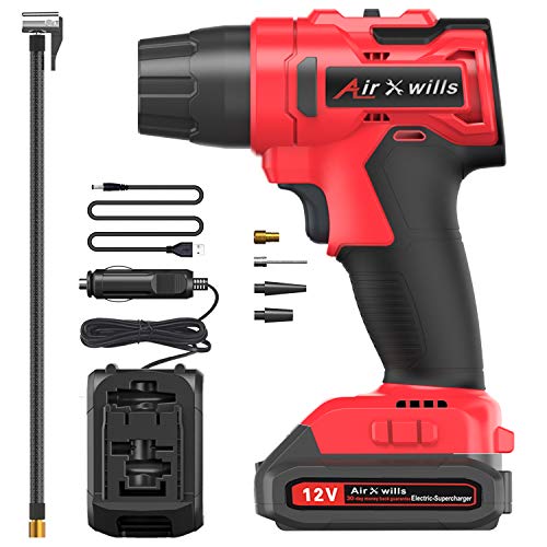 AirXwills Tire Inflator Air Compressor Pump with Digital Gauge 120 Psi Portable Cordless Pump with Rechargeable Battery Auto-Stop for Inflatables