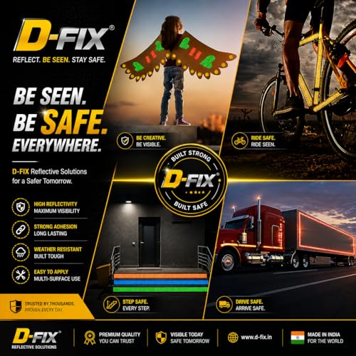 Image of D-fix High Intensity Radium Reflective Tape - 5 Meters in Length - 48mm / 2 inch Width - 1 Roll Per Pack - Car Bike and commercial vehicles Conspicuity reflective warning Tape Reflective tape (Yellow)