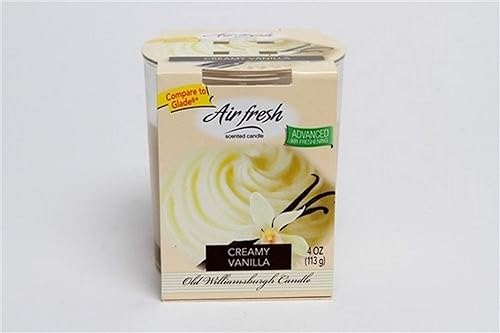 Air Fresh - Vela perfumada eliminadora de olores, vaso de 4 onzas, vela tipo tarro Glade, aroma cremoso a vainilla